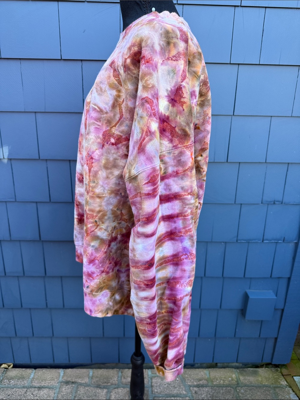 Tie-Dye Pullover Sweatshirt in Pink, Brown & Cream XL cotton - Picture 6 of 6
